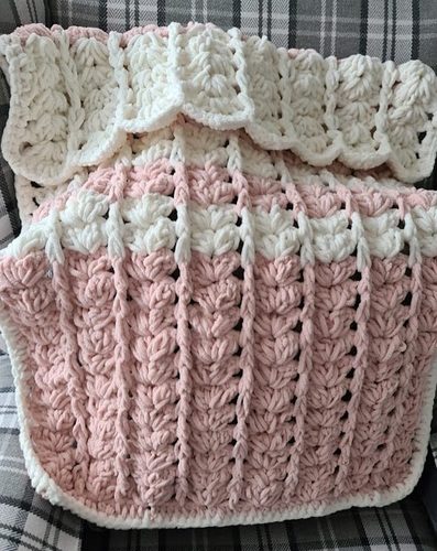 Christine M, pram rug, crochet.